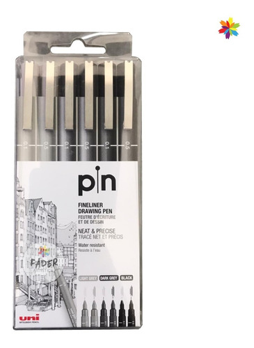 Uni Pin Fineliner Drawing Pen X 6 LG-dg-b