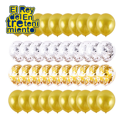 Set Globos Cumpleaños 74psc+carteles+ Hilo+ Infla N24 El Rey