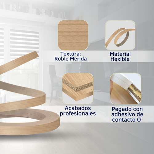 Cubrecanto Pvc .45 Roble Merida 32mm X 50mts***