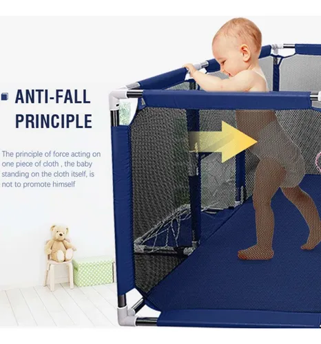 Corral De Seguridad Bebe 180 Cm. Con Aro Azul