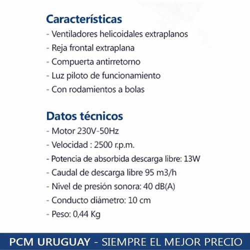 Imagen 4 de 6 de Extractor Baño S Y P Ducto Vidrio Pared Decor 100c Pcm