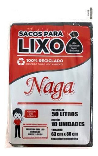 Saco De Lixo 50 Litros Para Pia 10 Unidades Reforçado