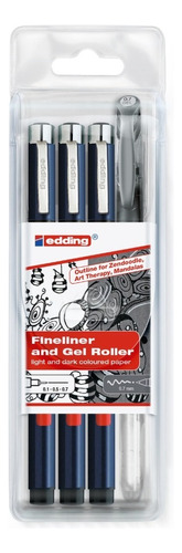 Set Edding Rapidógrafos + Roller En Gel 1800/2185 X4 Unidades