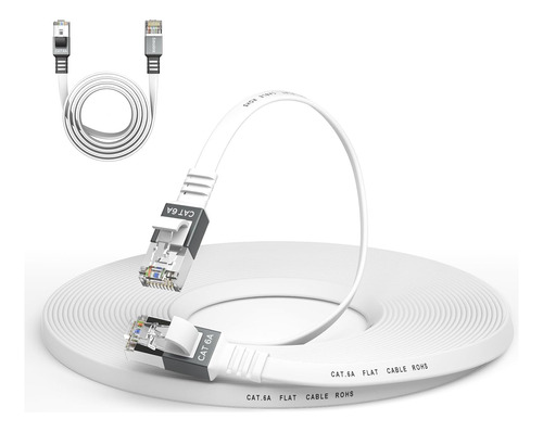 Cable Ethernet Cat 6a De 25 Pies, Duradero, Plano, Para Red