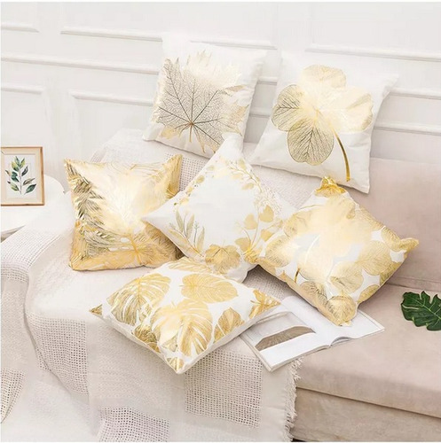 Imagen 3 de 9 de Fundas Para Cojines Con Estampados Dorados 45x45cm X Unidad