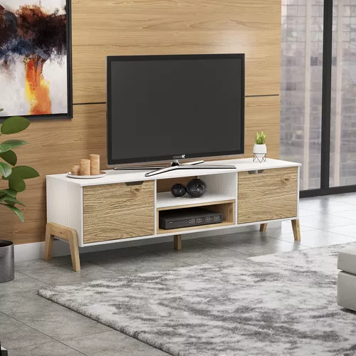 Soporte de televisor en blanco para un máximo de 55 pulgadas, la madera  Soporte de TV