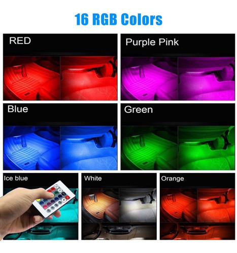 Imagen 2 de 8 de Tiras Led Auto Interior Rgb Car Floor Iluminacion 48led 7010