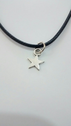 Collar Estrella De Acero 8 Mm Y Cadena De Cuero Astronomí 