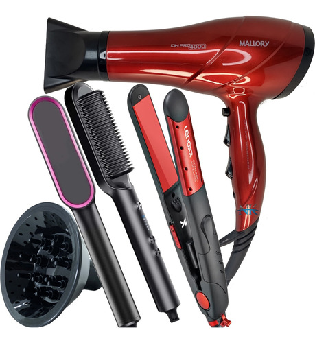 Secador De Cabelo Mallory 4000 Difusor Prancha Escova Bivolt