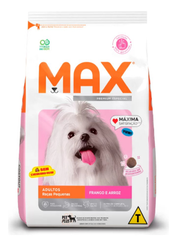 Ração Max Cães Adultos Pequeno Sabor Frango E Arroz 20kg