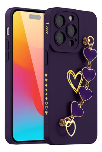 Funda Para iPhone 15 Pro Max Con Correa De Corazones - 02