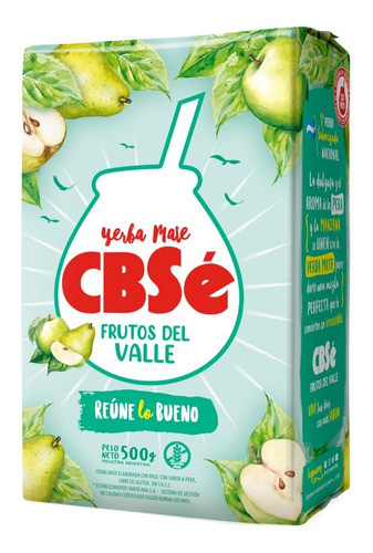 Oferta! Yerba Mate Cbse Del Valle Pera Manzana 500g Sin Tacc