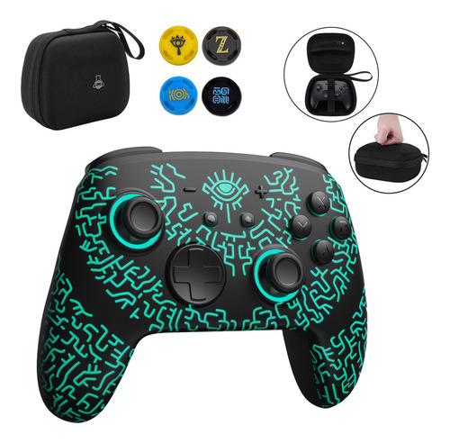 Gamepad Sem Fio Rgb +estojo Proteto+4 Grips Para Pc/android
