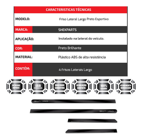 Aplique Lateral Preto Friso Largo Wrv 2018 2019 2020 2021