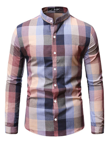 Blusa Camisa De Manga Larga Con Botones Y Cuello Alto A  [u]