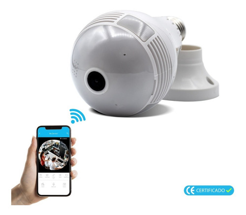 Imagem 3 de 6 de Câmera Ip Segurança Lâmpada Vr360 Panorâmica Espia Wifi V380