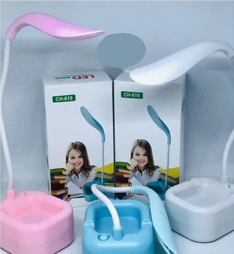 Luminária De Mesa Articulável Led Recarregável Com Suporte Cor da estrutura Rosa