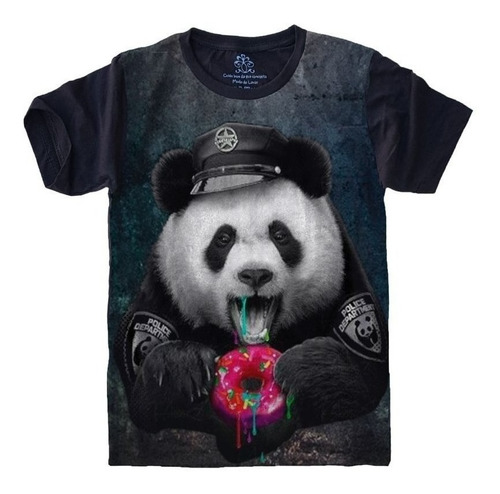 Camiseta Camisa Urso Panda Policial Adulto Plus Size S-475