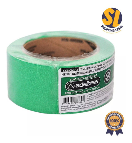 Imagem 3 de 5 de Fita Crepe Demarcação 785 Verde 48mm X 40m Adelbras