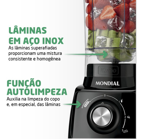 Liquidificador Turbo Power L-99 Fb 2,2l 550w Preto Mondial 110V