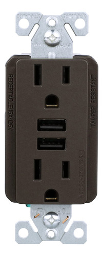 Eaton Cargador Usb Tipo A De 3.6a Con Receptaculo Duplex Tr