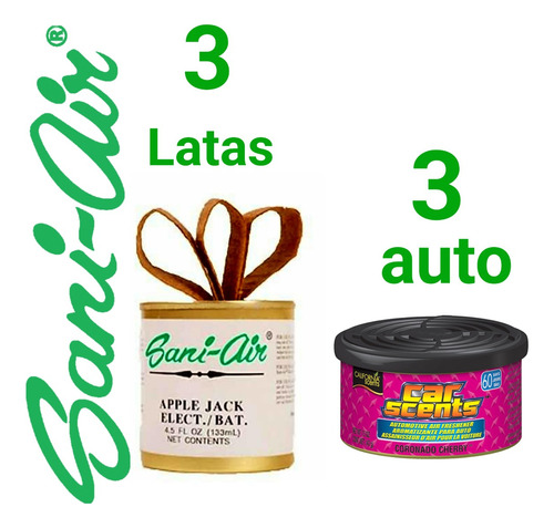 Pack X 3 Latas Aromáticas Sani Air + 3 Auto California Scent