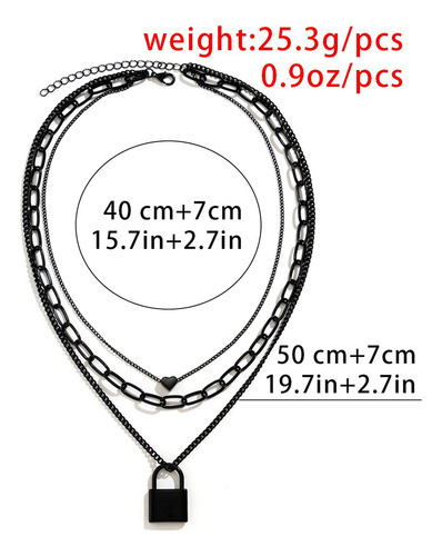 Collar De Cadena Con Colgante Goth Lock Para Mujer, Joyería
