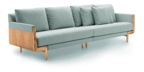 Sofa Cigno 3 Cuerpos - Brazos Madera Cinamomo - Tela Beige