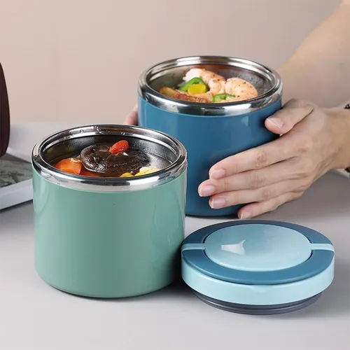 Termo Bento P/ Alimento - Recipiente Sellado Comida 1000 Ml Color Verde Musgo
