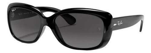 Gafas de sol polarizados Ray-Ban Jackie Ohh Standard con marco de nailon color gloss black, lente grey de cristal degradada, varilla gloss black de nailon - RB4101