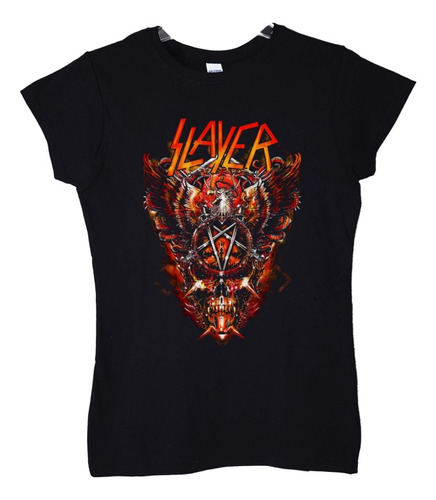 Polera Mujer Slayer Fanart Aguila Colores Metal Abominatron