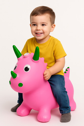 Montable Brincolin Inflable Para Niños Dinosaurio Rosa