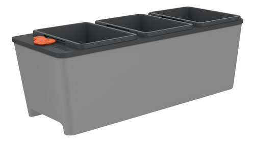 Maceta Triple Autoirrigable Jardineria Huerta 6l Tramontina Color Gris