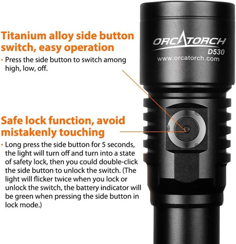 Linterna Led De Buceo Orcatorch D530, 1300lm, Recargable