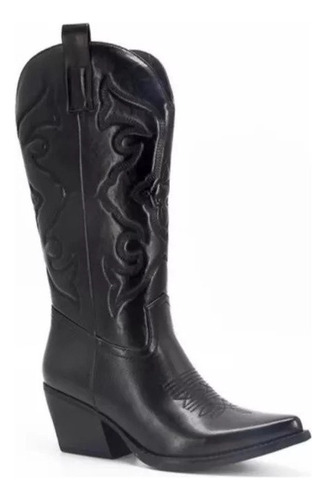 Bota Punta Media Bota Tacón Grueso