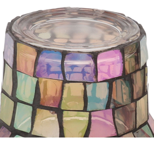 Candelabro De Vidrio Macizo, Portavelas De Mosaico, 6 Piezas