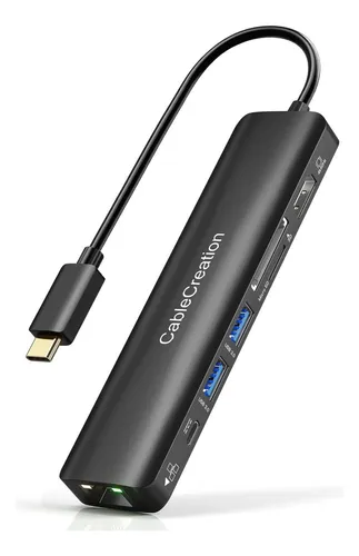 Hub Usb C Con Ethernet, Cablecreation 7 En 1 Hdmi Usb C Con 7 En 1 Negro.