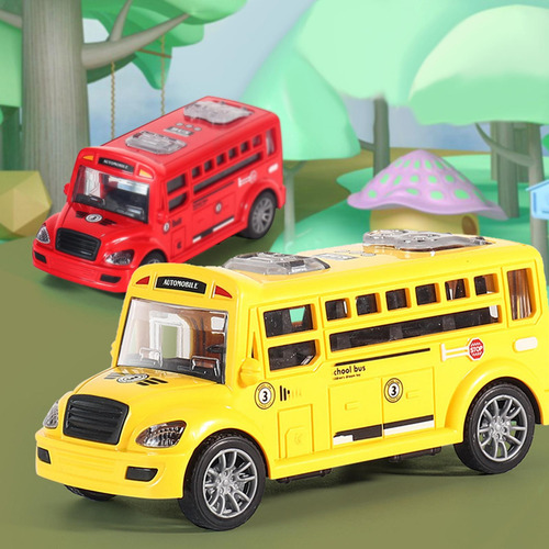 5 Conjunto De Autobuses Escolares En Miniatura Para 5 Piezas