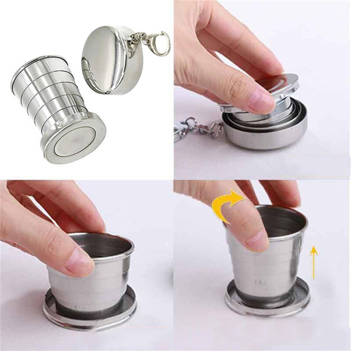Vaso De Chupito Plegable Telescópico De Viaje De Acero Em
