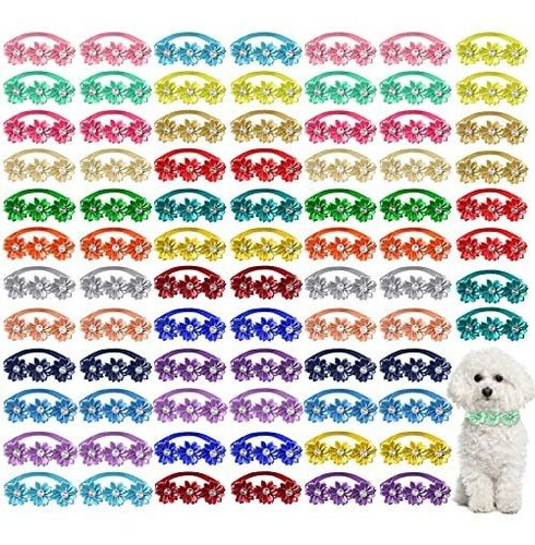 80 Pcs Perro Pajarita Flor Perro Collar Niña Perro Bql3q