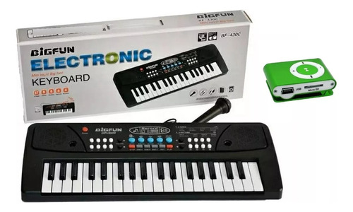 Organo Musical 37 Teclado Microfono Usb Mp3 New 6349 Bigshop Color Negro