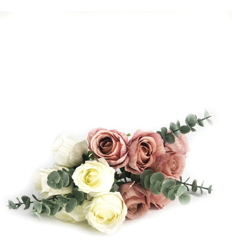Bouquet De Rosas Con Eucalipos Articiales