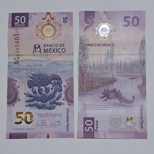 Billete $50 Pesos Ajolote Serie Ag Con Error De Impresión