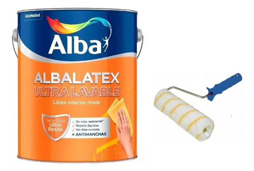 Pintura Albalatex Latex Ultralavable Blanco X 20 Lts Rodillo