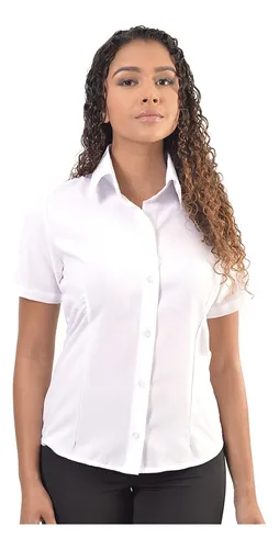 Camisa social branca manga curta feminina 2025