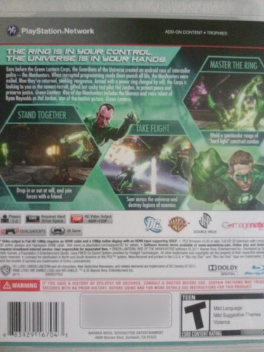 Green Lantern Rise Of Manhunters Ps3 Juego Fisico Original (Reacondicionado)