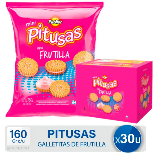 Caja Galletitas Pitusas Frutilla Mini Pack - Mejor Precio