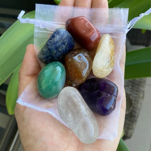 Set Piedras 7 Chakras, Naturales Más Bolsa De Tela