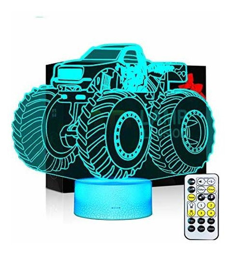 Luces Nocturnas Para Niños Monster Truck 3d Lámpara D...