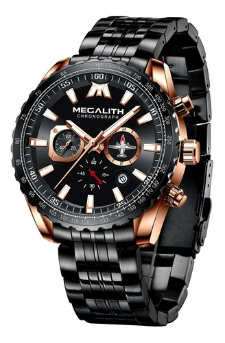 Reloj Hombre Megalith 8212 Cuarzo Pulso Negro En Acero